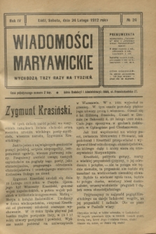 Wiadomości Maryawickie. R.4, № 24 (24 lutego 1912)