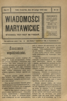 Wiadomości Maryawickie. R.4, № 26 (29 lutego 1912)