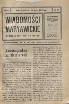 Wiadomości Maryawickie. R.4, № 37 (26 marca 1912)