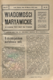 Wiadomości Maryawickie. R.4, № 39 (30 marca 1912)