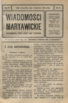 Wiadomości Maryawickie. R.4, № 41 (4 kwietnia 1912)