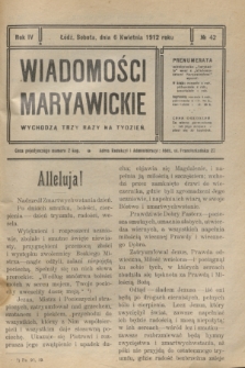 Wiadomości Maryawickie. R.4, № 42 (6 kwietnia 1912)