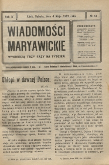 Wiadomości Maryawickie. R.4, № 54 (4 maja 1912)