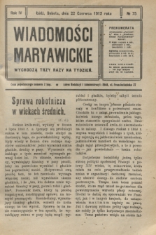 Wiadomości Maryawickie. R.4, № 75 (22 czerwca 1912)