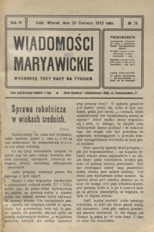 Wiadomości Maryawickie. R.4, № 76 (25 czerwca 1912)