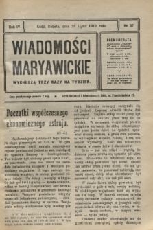 Wiadomości Maryawickie. R.4, № 87 (20 lipca 1912)