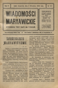 Wiadomości Maryawickie. R.4, № 107 (5 września 1912)