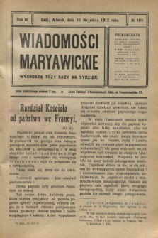 Wiadomości Maryawickie. R.4, № 109 (10 września 1912)