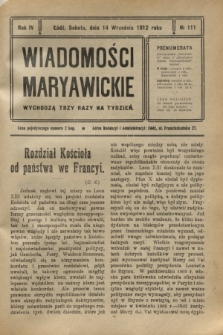 Wiadomości Maryawickie. R.4, № 111 (14 września 1912)