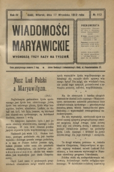 Wiadomości Maryawickie. R.4, № 112 (17 września 1912)