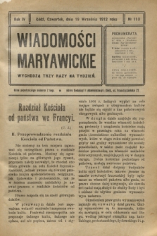 Wiadomości Maryawickie. R.4, № 113 (19 września 1912)