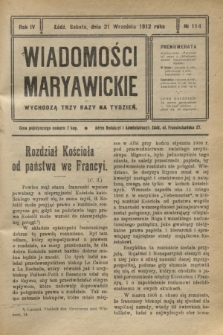 Wiadomości Maryawickie. R.4, № 114 (21 wrzesnia 1912)