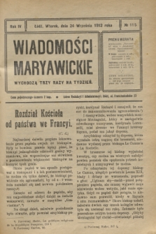 Wiadomości Maryawickie. R.4, № 115 (24 września 1912)