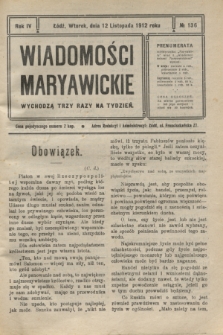 Wiadomości Maryawickie. R.4, № 136 (12 listopada 1912)