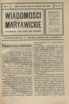 Wiadomości Maryawickie. R.4, № 140 (21 listopada 1912)