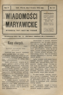 Wiadomości Maryawickie. R.4, № 145 (3 grudnia 1912)