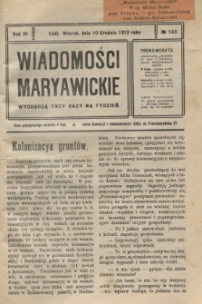 Wiadomości Maryawickie. R.4, № 148 (10 grudnia 1912)