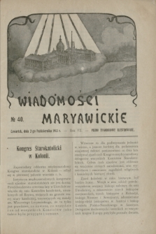 Wiadomości Maryawickie : pismo tygodniowe ilustrowane. R.7[!], № 40 (2 października 1913)