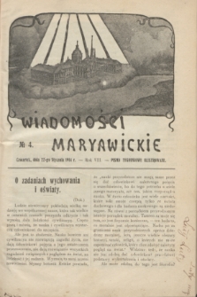 Wiadomości Maryawickie : pismo tygodniowe ilustrowane. R.8, № 4 (22 stycznia 1914)