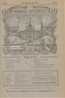 Wiadomości Maryawickie : pismo tygodniowe ilustrowane. R.8, № 12 (19 marca 1914)