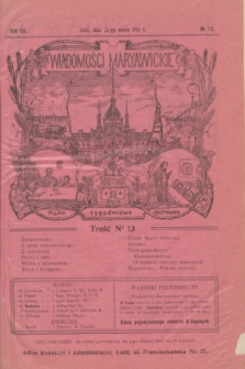 Wiadomości Maryawickie : pismo tygodniowe ilustrowane. R.8, № 13 (26 marca 1914)
