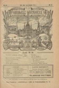 Wiadomości Maryawickie : pismo tygodniowe ilustrowane. R.8, № 14 (2 kwietnia 1914)