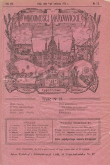Wiadomości Maryawickie : pismo tygodniowe ilustrowane. R.8, № 15 (9 kwietnia 1914)