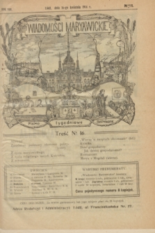 Wiadomości Maryawickie : pismo tygodniowe ilustrowane. R.8, № 16 (16 kwietnia 1914)