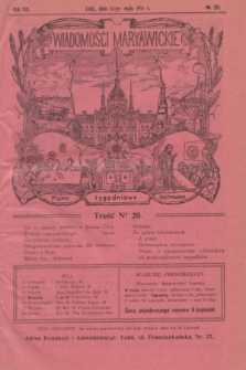 Wiadomości Maryawickie : pismo tygodniowe ilustrowane. R.8, № 20 (14 maja 1914)