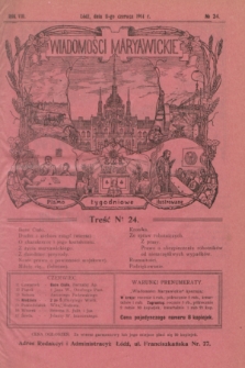 Wiadomości Maryawickie : pismo tygodniowe ilustrowane. R.8, № 24 (11 czerwca 1914)