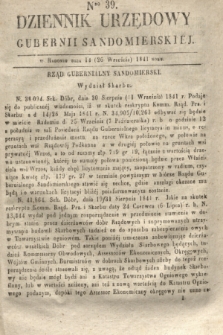Dziennik Urzędowy Gubernii Sandomierskiej. 1841, Nro 39 (26 września) + dod.