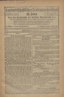 Landwirtschaftliches Zentralwochenblatt für Polen : Blatt des Hauptvereins der deutschen Bauernvereine und des Arbeitgeberverbandes für die deutsche Landwirtschaft in Großpolen. 1921, Nr. 38 (24 September)