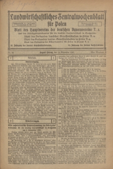 Landwirtschaftliches Zentralwochenblatt für Polen : Blatt des Hauptvereins der deutschen Bauernvereine und des Arbeitgeberverbandes für die deutsche Landwirtschaft in Großpolen. 1921, Nr. 46 (19 November)