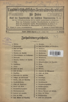 Landwirtschaftliches Zentralwochenblatt für Polen : Blatt des Hauptvereins der deutschen Bauernvereine und des Arbeitgeberverbandes für die deutsche Landwirtschaft in Großpolen. Jg.3, Nr. 1 (7 Januar 1922)