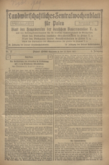 Landwirtschaftliches Zentralwochenblatt für Polen : Blatt des Hauptvereins der deutschen Bauernvereine und des Arbeitgeberverbandes für die deutsche Landwirtschaft in Großpolen. Jg.3, Nr. 12 (15 April 1922)