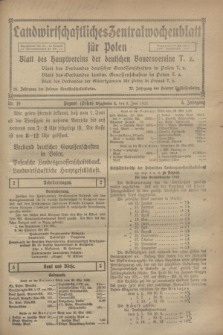 Landwirtschaftliches Zentralwochenblatt für Polen : Blatt des Hauptvereins der deutschen Bauernvereine. Jg.3, Nr. 19 (3 Juni 1922)