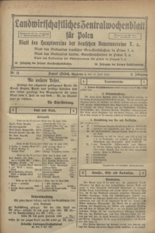 Landwirtschaftliches Zentralwochenblatt für Polen : Blatt des Hauptvereins der deutschen Bauernvereine. Jg.3, Nr. 21 (17 Juni 1922)