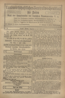 Landwirtschaftliches Zentralwochenblatt für Polen : Blatt des Hauptvereins der deutschen Bauernvereine. Jg.3, Nr. 24 (8 Juli 1922)