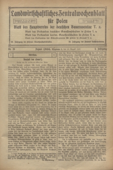 Landwirtschaftliches Zentralwochenblatt für Polen : Blatt des Hauptvereins der deutschen Bauernvereine. Jg.3, Nr. 29 (12 August 1922)