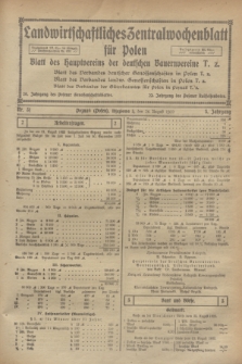 Landwirtschaftliches Zentralwochenblatt für Polen : Blatt des Hauptvereins der deutschen Bauernvereine. Jg.3, Nr. 31 (26 August 1922)