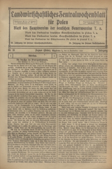 Landwirtschaftliches Zentralwochenblatt für Polen : Blatt des Hauptvereins der deutschen Bauernvereine. Jg.3, Nr. 33 (9 September 1922)