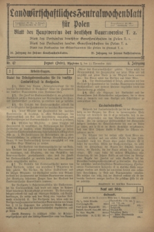 Landwirtschaftliches Zentralwochenblatt für Polen : Blatt des Hauptvereins der deutschen Bauernvereine. Jg.3, Nr. 42 (11 November 1922)