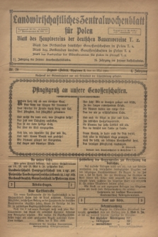 Landwirtschaftliches Zentralwochenblatt für Polen : Blatt des Hauptvereins der deutschen Bauernvereine. Jg.4, Nr. 20 (18 Mai 1923)