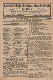 Landwirtschaftliches Zentralwochenblatt für Polen. Jg.5, Nr. 34 (22 August 1924)
