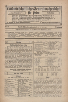Landwirtschaftliches Zentralwochenblatt für Polen. Jg.7, Nr. 29 (23 Juli 1926)