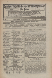 Landwirtschaftliches Zentralwochenblatt für Polen. Jg.7, Nr. 34 (27 August 1926)