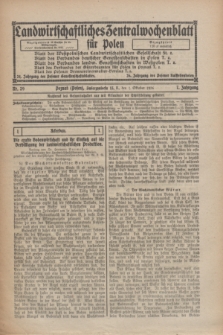 Landwirtschaftliches Zentralwochenblatt für Polen. Jg.7, Nr. 39 (1 Oktober 1926)