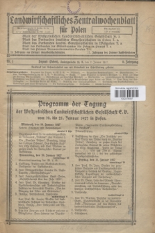 Landwirtschaftliches Zentralwochenblatt für Polen. Jg.8, Nr. 1 (7 Januar 1927) + wkładka