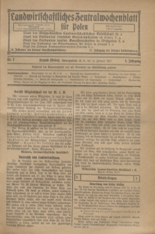 Landwirtschaftliches Zentralwochenblatt für Polen. Jg.8, Nr. 7 (18 Februar 1927) + dod.