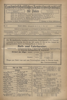 Landwirtschaftliches Zentralwochenblatt für Polen. Jg.8, Nr. 21 (27 Mai 1927) + dod.